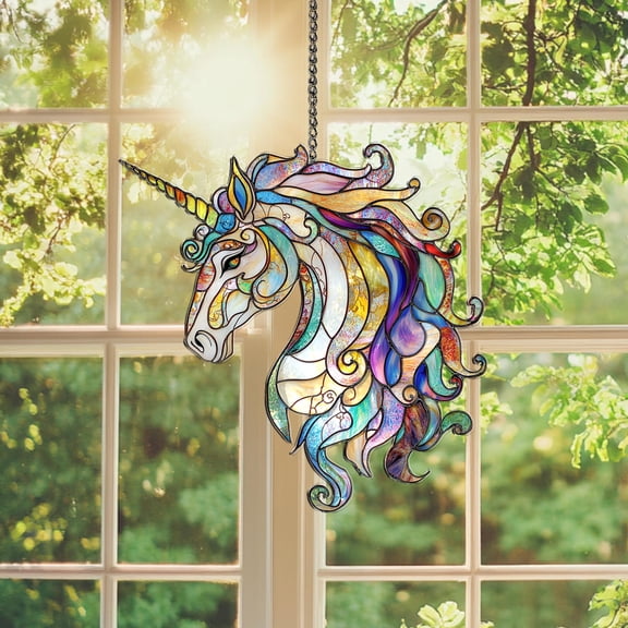 Unicorn Acrylic Suncatcher, Rainbow Mane Window Decor, Fantasy Horse Hanging Ornament, Magical Creature Wall Art, Gift for Girls and Teens