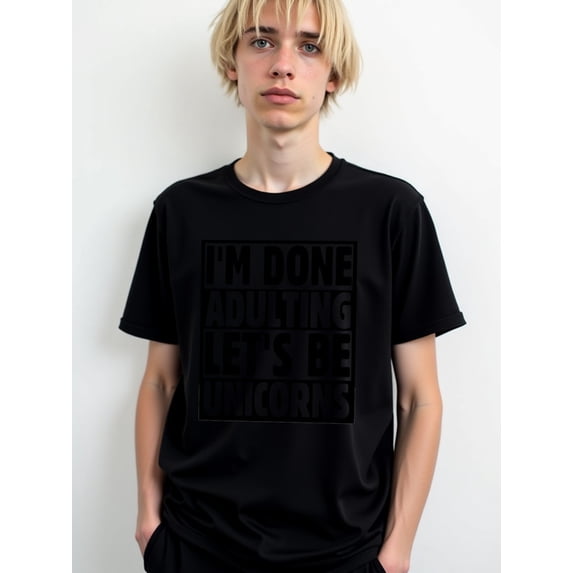 Unicorn Adulting Tee Men's t-shirt black elegant casual Comfortable loose T-shirt summer and spring season Classic Unisex Shirt Crewneck tshirts