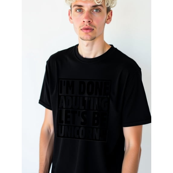 Unicorn Adulting Tee Men's t-shirt black short 2026 printed T-shirts, Streetwear style clothing Original Unisex Shirt Printed tshirts