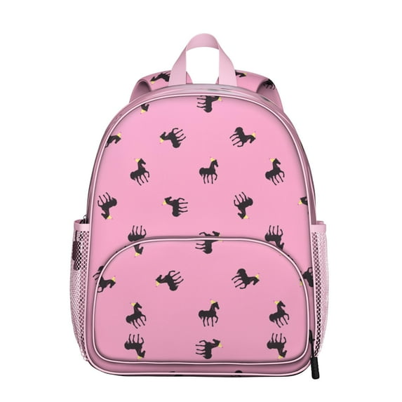 Unicorn And Horse Student Backpack – Rainbow Retro Rural Floral Pattern With Wild Pony Cute Farm Print Design