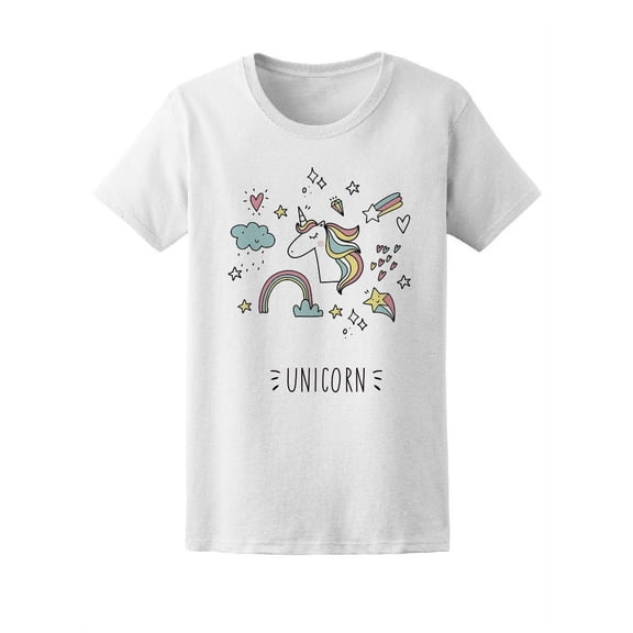 Unicorn And Magic Cute Colors T-Shirt Women -Image by Shutterstock, Female x-Large