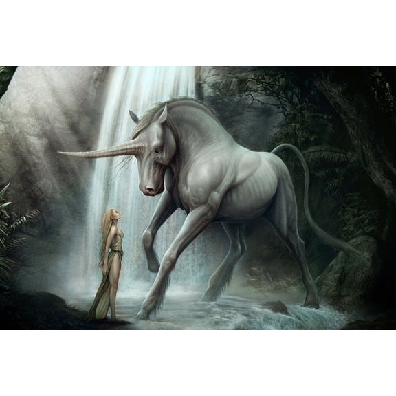 Unicorn And Princess - CANVAS OR PRINT WALL ART