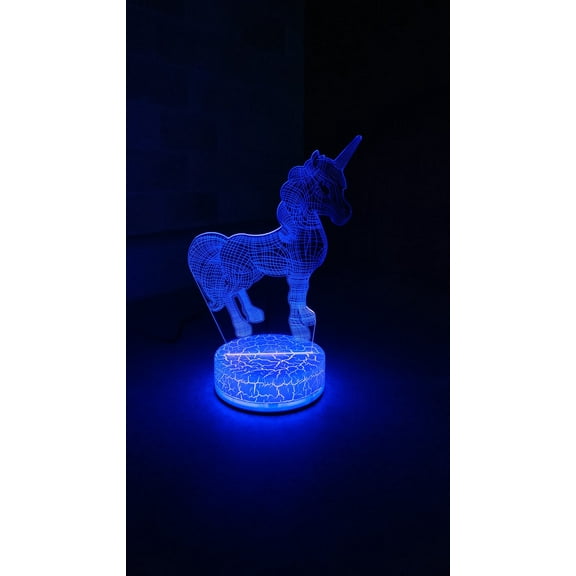 Unicorn Baby 3D Night Light Multi Color Changing Illusion Lamp for Children Kids Girls Boys Animal Fan Gift Christmas Birthday Best Gifts