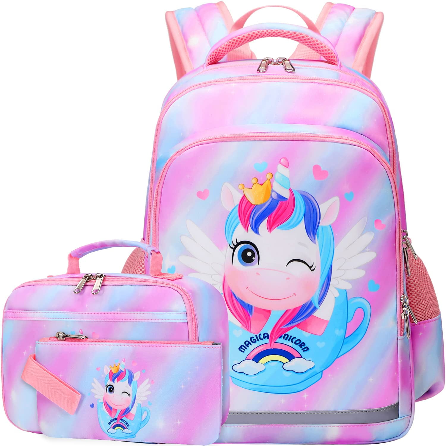 Unicorn Backpack for Girls Kids backpacks Preschool Kindergarten Bookbag Cute Lightweight With Chest Strap and Lunchbox Walmart