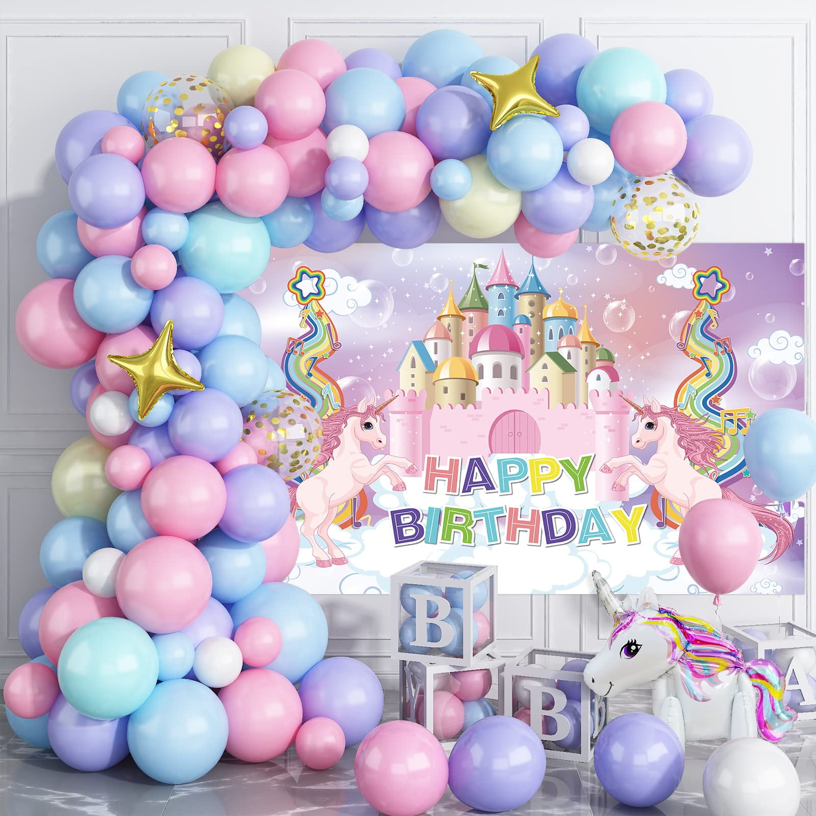 Unicorn Themed Birthday Party Decorations Backdrop Rainbow Unicorn Hap –  dreamybackdrop