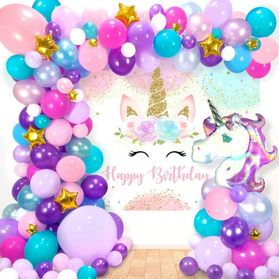 Unicorn Balloon Arch and Garland Kit, Premium Unicorn Party Supplies and Decorations for Girl Birthday and Baby Shower