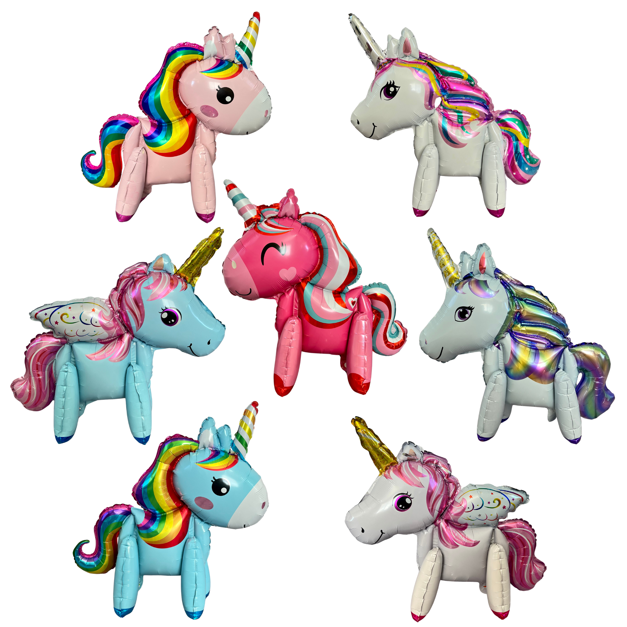 Unicorn Balloon Set 7 PC. JUMBO 3D Birthday Unicorn Balloons