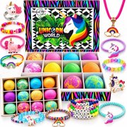 Unicorn Bath Bombs for Girls with Jewelry Inside - 12 Pack Organic Bath Bombs for Kids Girls with Surprise Inside, Skin Moisturizing
