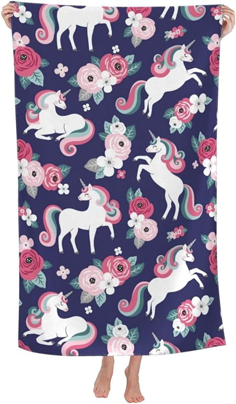 BlessLiving Round Floral Boho Wolf Beach Towel – 59 Inch Diameter, Thick Microfiber, Multi-Use Mat