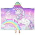 thumbnail image 1 of Unicorn Beach Towel, Unicorn Towel for Girls with Hood, Rainbow Unicorn Hooded Towel for Kids 35" x 60", Cute Cartoon Microfiber Absorbent Soft Bath Towel Poncho Bathrobe for Swin Pool Pink Unicorn, 1 of 7