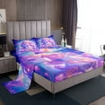 thumbnail image 1 of Unicorn Bed Sheets Set Full,Purple Unicorn Bedding Set,Princess Sheet Set Unicorn Galaxy Flat Fitted Sheet 4 Pcs with 2 Pillow Cases,Ombre Gradient Bed Set, 1 of 6