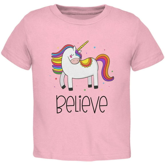 Unicorn Believe Toddler T Shirt Light Pink 2T