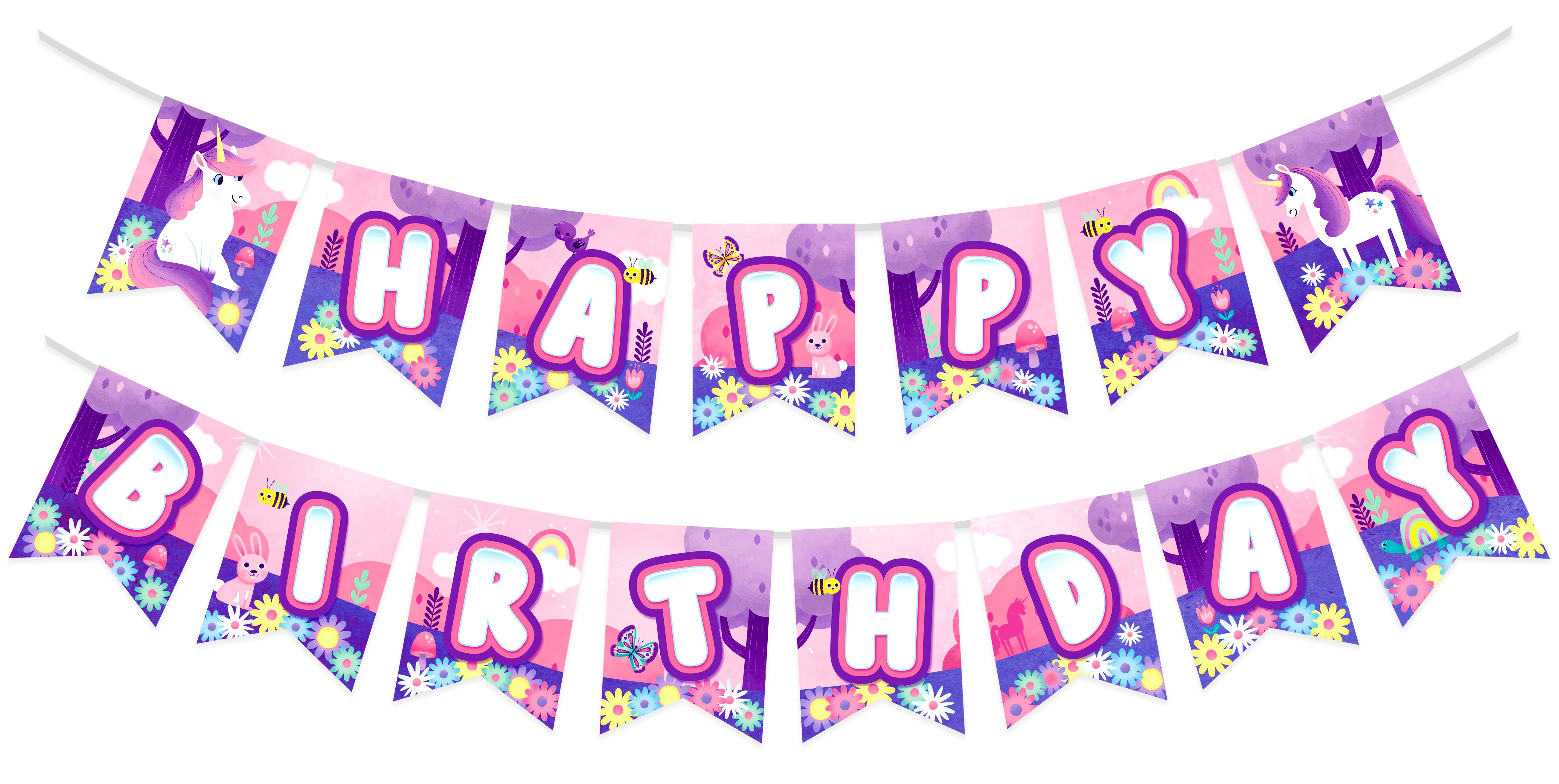 Unicorn Birthday Banner Rainbow Unicorn Party Supplies