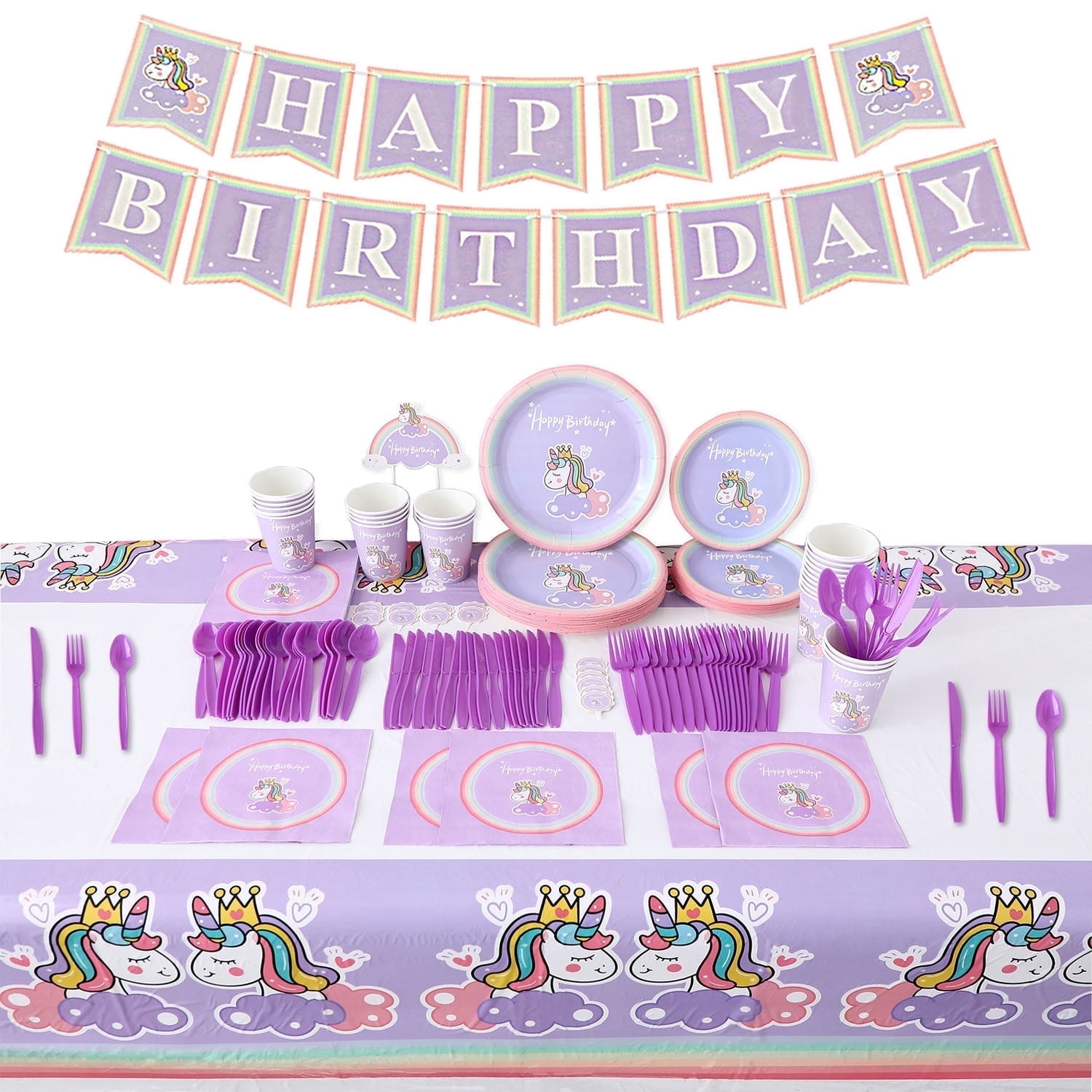 Unicorn Birthday Decorations for Girls Unicorn Birthday Party Supplies 160Pcs