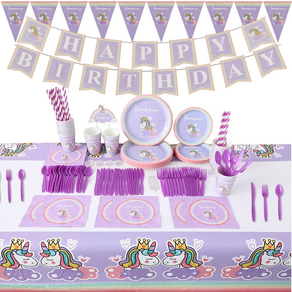 Unicorn Birthday Decorations for Girls Unicorn Birthday Party Supplies 181pcs