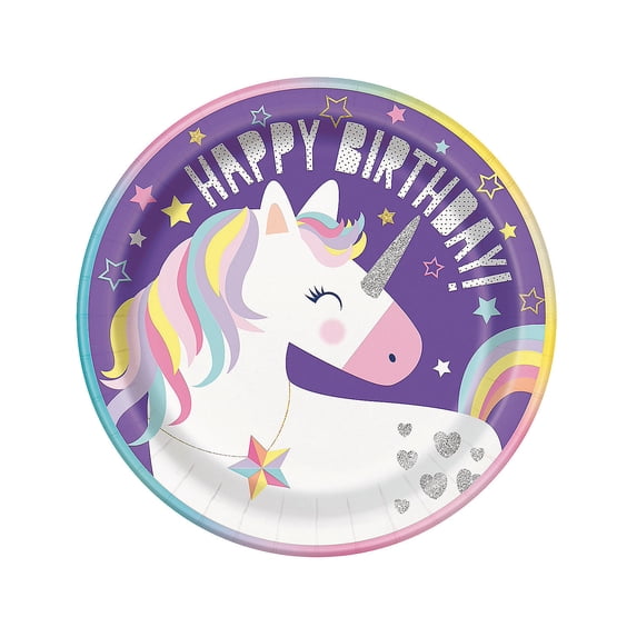 Unicorn Birthday Paper Dinner Plates, Party Supplies, Birthday, 8 Pieces