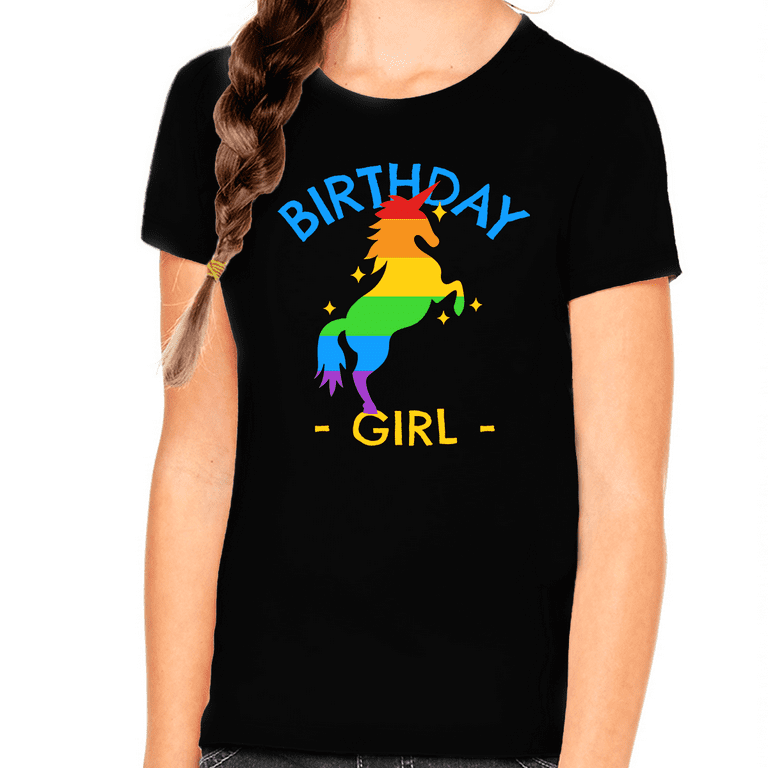 Rainbow Unicorn Birthday T-Shirt, Birthday Girl Outfit Rainbow Unicorn Birthday T-Shirt, Birthday Girl Outfit