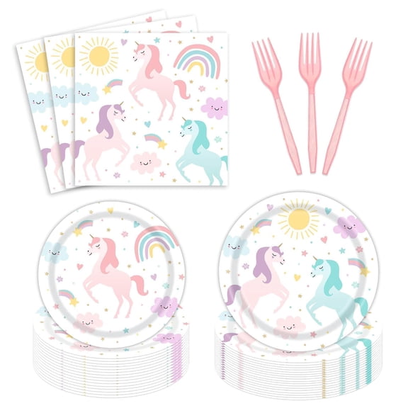 Unicorn Birthday Tableware Set for Girls 24-Piece Party Pack