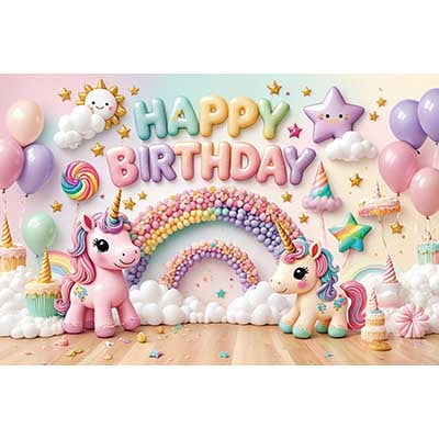 Unicorn Birthday rations Backdrop ss Mermaid Butterfly Party Banner Poster Background Photocall