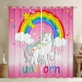 thumbnail image 1 of Unicorn Blackout Curtains Kawaii Rainbow Unicorn Curtains Galaxy Stars Window Curtains & Drapes White Horse Floral Darkening Curtains Fantasy Room Decor Pink Unicorn Gift 42"X84", 1 of 5