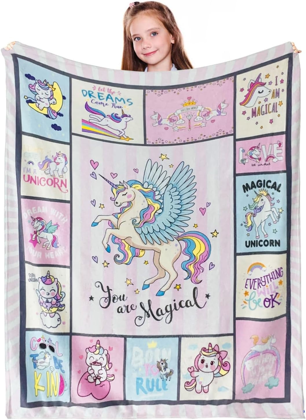 Unicorn Blanket Flannel Cute Animal Print Throw Blankets Snuggle Sherpa ...