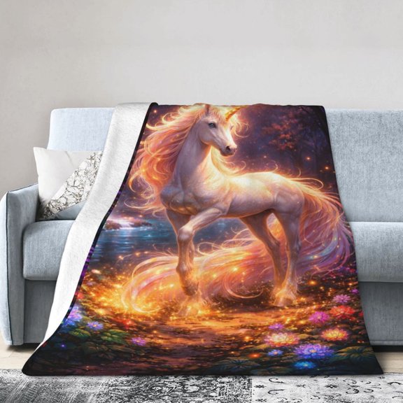 Unicorn Blanket Gift Throw Magical Nature Home Decor Fantasy Style 50x40