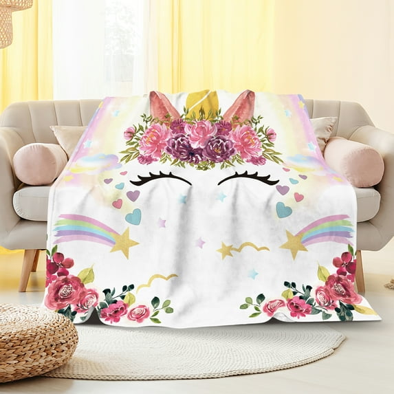 Unicorn Blanket Gifts for Kids Girls Toddler Unicorn Rainbow Throw Soft Flannel Fleece Blankets for Sofa Couch Baby Shower Birthday Christmas Birthday Gifts Bedroom Nursery Decor 30x40 Inch