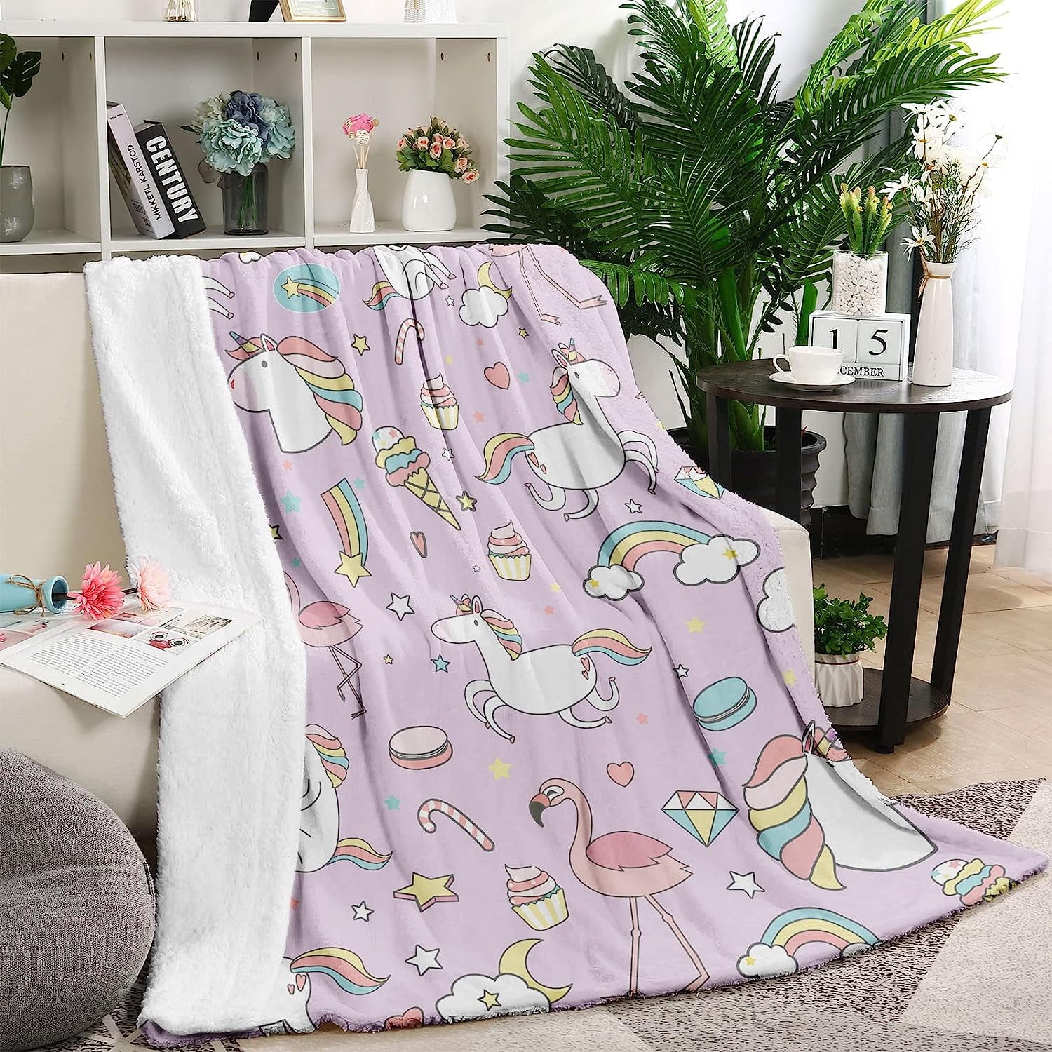 Unicorn Blanket Gifts for Kids Girls Toddler Unicorn Rainbow Throw Soft