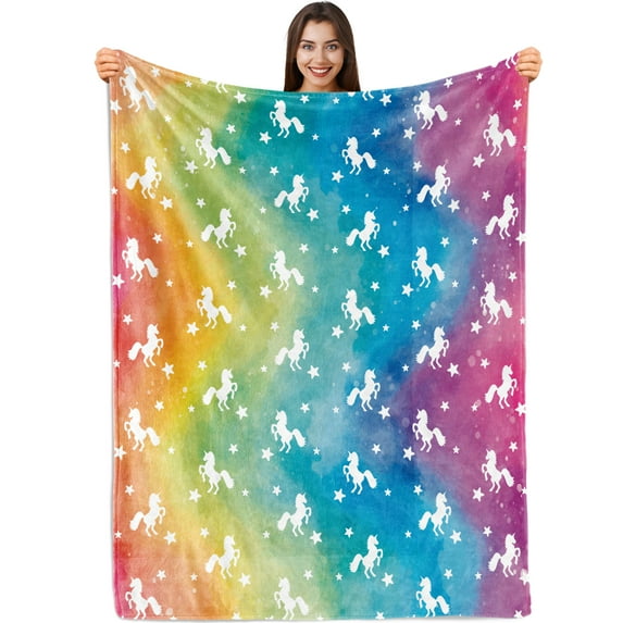Unicorn Blanket Gifts for Kids Girls Toddler Unicorn Rainbow Throw Soft Flannel Fleece Blankets for Sofa Couch Baby Shower Birthday Christmas Birthday Gifts Bedroom Nursery Decor 50x60 Inch