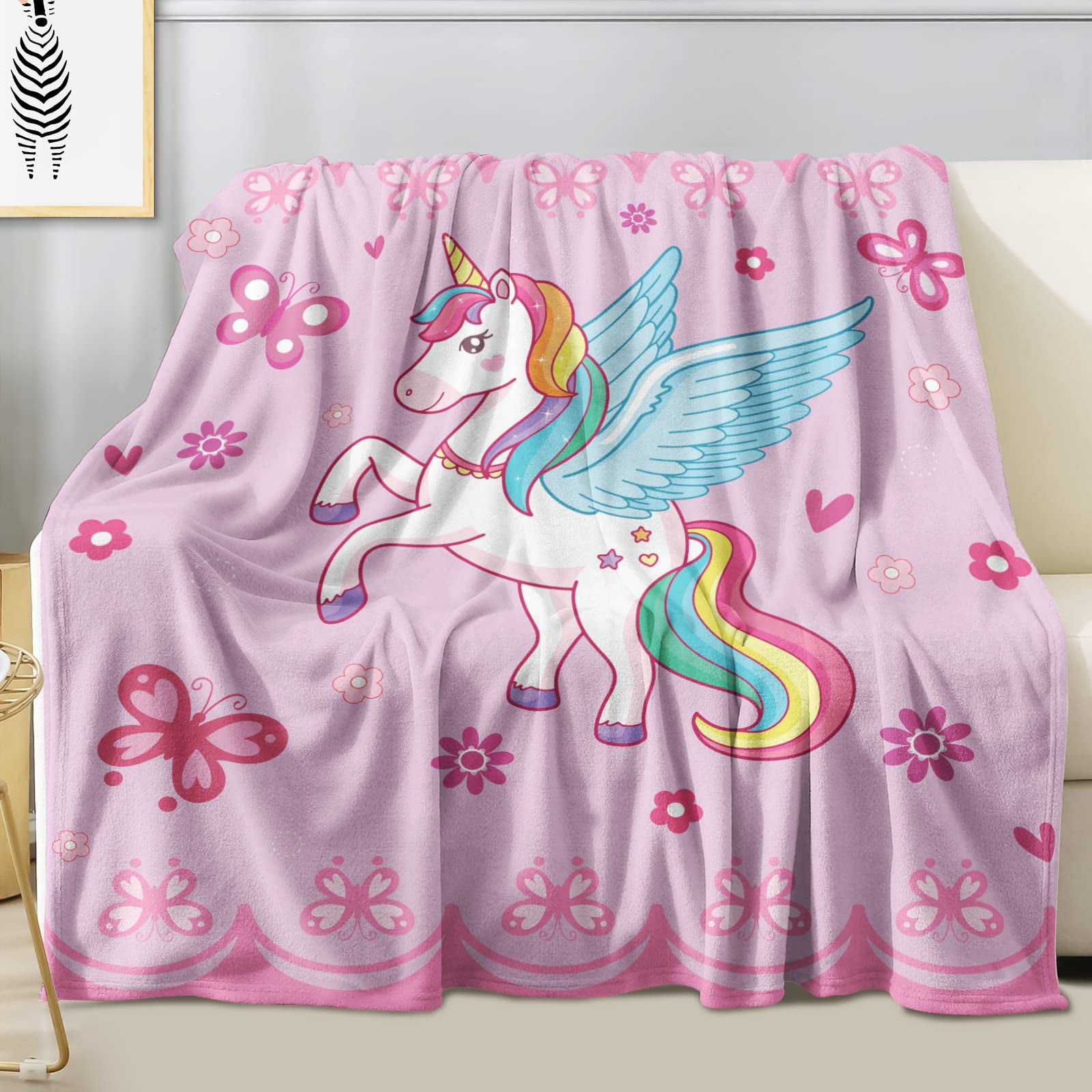 Personalized Unicorn Blanket For Girls - Custom Name Plush Fleece Throw 30x40 Inches - View #5