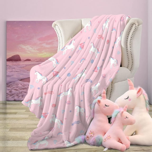 Unicorn Blanket Pink Lightweight Soft Unicorn Throw Blanket for Girl Kids Women Gift for Couch Sofa Bed Living Room Home Decor 40" X 50"