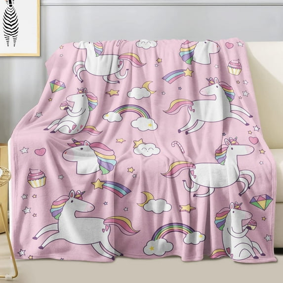 Unicorn Blanket Unicorns Gifts for Girls, Unicorn Throw Blankets Flannel Soft Warm Plush Blanket for Girls Kids Women for All Season Bed Couch Living Room Decor Pink(40"x50")