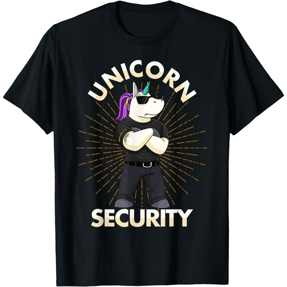 Unicorn Bodyguard Birthday Big Brother Dad Gift Father's Day Unisex T-Shirt for Men Women Kids Toddler,Black Color,Size YXS