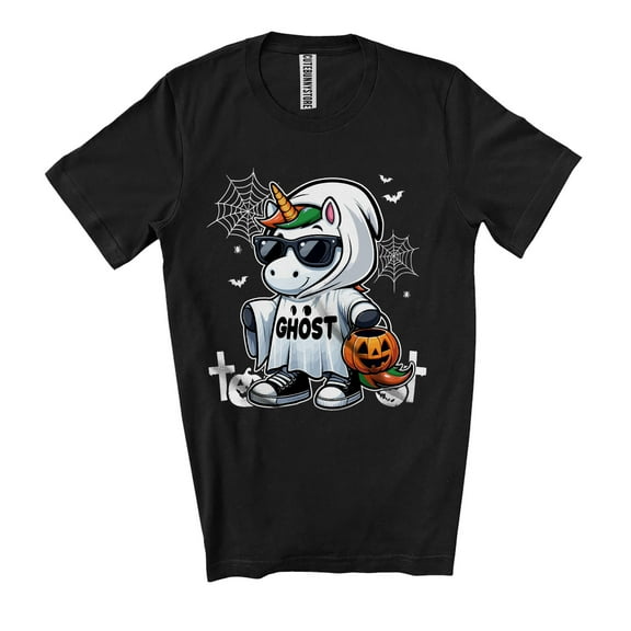 Unicorn Boo Cosplay; Lovely Halloween Costume Unicorn Owner Sunglasses Pumpkin; Family Group Unisex T-Shirt