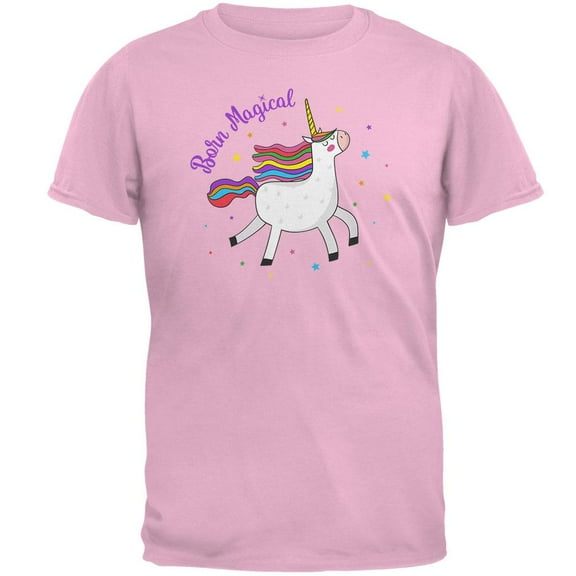 Unicorn Born Magical Mens T Shirt Light Pink 2XL