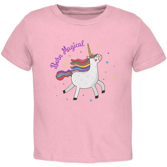 Unicorn Born Magical Toddler T Shirt Light Pink 2T