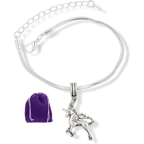 Unicorn Bracelet Jewelry Charm Stuff Unicorn Gifts for Girls Women Men Boys Silver Plated Snake Chain Accessories and Gift for Anyone