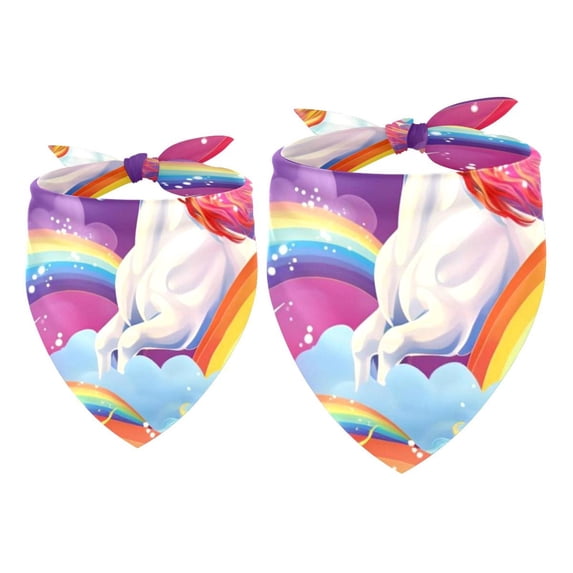 Unicorn Breathable Chiffon Dog Bandanas Pack of Two - Translucent Pet Collars 16x16x22.8in and 20.9x20.9x30in Sizes