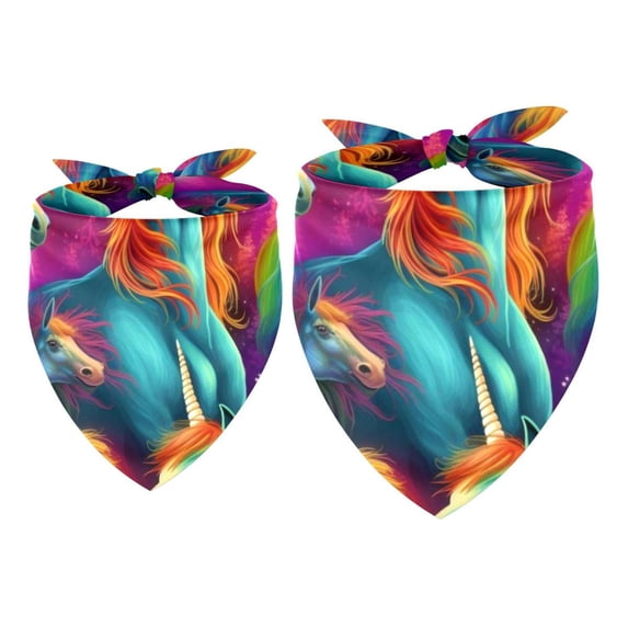 Unicorn Breathable Chiffon Dog Scarf 2-Pack - Translucent Lightweight Pet Collars, Size 16x16x22.8in and 20.9x20.9x30in