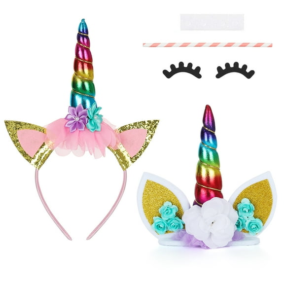 Unicorn Cake Topper Unicorn Headband Party Cake Decoration for Birthday Party-Chromatic
