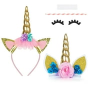 Unicorn Cake Topper Unicorn Headband Party Cake Decoration for Birthday Party-Golden