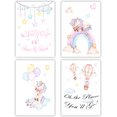 thumbnail image 1 of Unicorn Candy Color Wall Art Canvas - Nursery Decor - Set of 4-8x10 Inches - Nursery Room Pictures for Baby Kids - Ready to Hang - Watercolor, 1 of 4