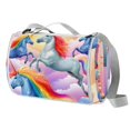 Unicorn Canvas Picnic Mat Waterproof and Portable Outdoor Blanket for