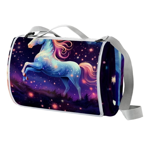 Unicorn Canvas Waterproof Picnic Mat | Outdoor Beach Blanket for Camping & Travel - Large Foldable Picnic Mat with Tote Bag for Outdoor Events
