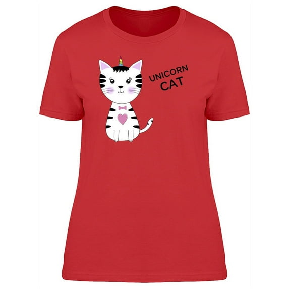 Unicorn Cat Big Heart T-Shirt Women -Image by Shutterstock, Female Small