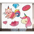 thumbnail image 1 of Ambesonne Unicorn Cat Curtains 2 Panel Set, Fantasy, 108" x 108", Pink Multicolor, 1 of 3