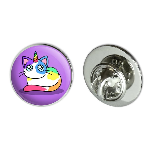 Unicorn Cat with Rainbow Calico Markings Metal Lapel Hat Pin