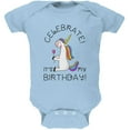 thumbnail image 1 of Unicorn Celebrate it's my Birthday Soft Baby One Piece Light Blue 9-12 M, 1 of 1