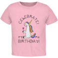 thumbnail image 1 of Unicorn Celebrate it's my Birthday Toddler T Shirt Light Pink 2T, 1 of 1