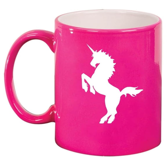 Unicorn Ceramic Coffee Mug Tea Cup Gift (11oz Hot Pink)